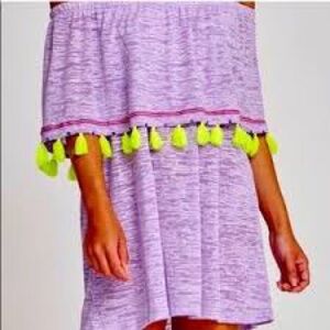 Pitusa Purple Off-Shoulder Dress with Tassels
